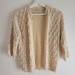 Vintage beaded cream wool cardigan